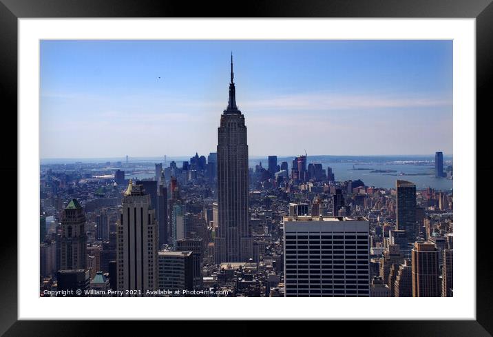 New York City Skyline Looking South Empire State B Framed Mounted Print by William Perry