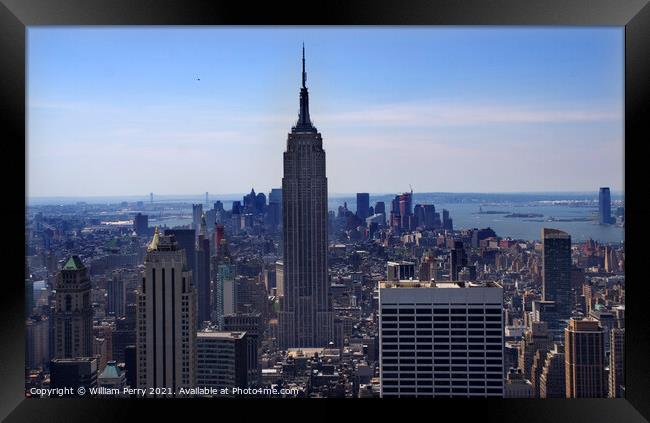 New York City Skyline Looking South Empire State B Framed Print by William Perry