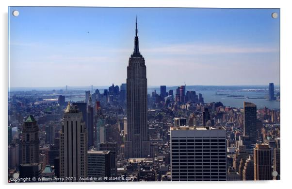 New York City Skyline Looking South Empire State B Acrylic by William Perry