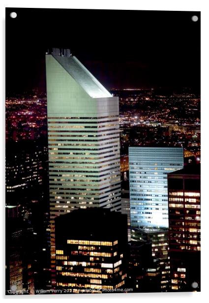 Citicorp Building Skyscraper New York City Night Acrylic by William Perry