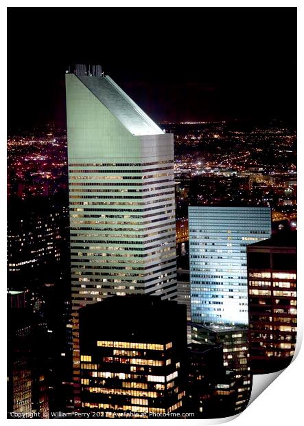 Citicorp Building Skyscraper New York City Night Print by William Perry
