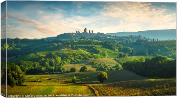 San Gimignano Countryside Panorama Canvas Print by Stefano Orazzini