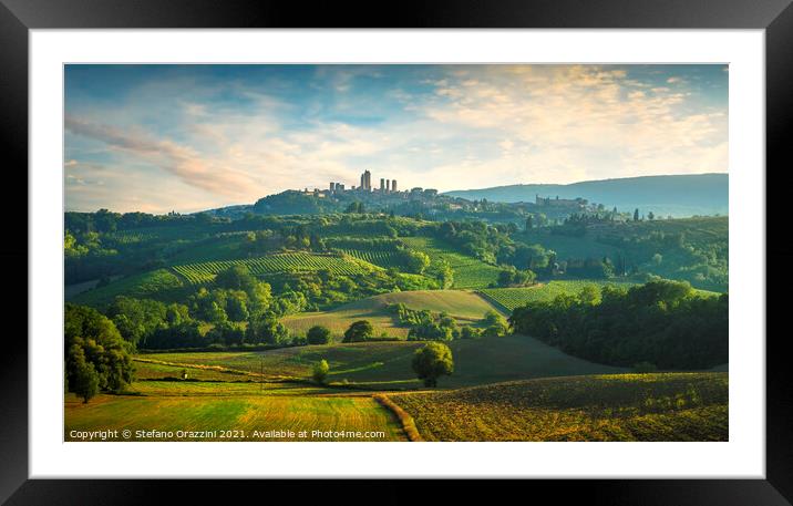 San Gimignano Countryside Panorama Framed Mounted Print by Stefano Orazzini
