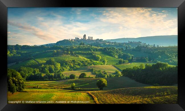 San Gimignano Countryside Panorama Framed Print by Stefano Orazzini