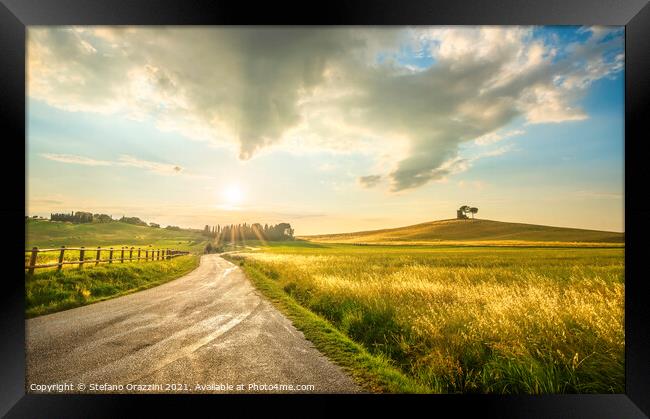 Countryside Road in Alta Maremma, Tuscany Framed Print by Stefano Orazzini