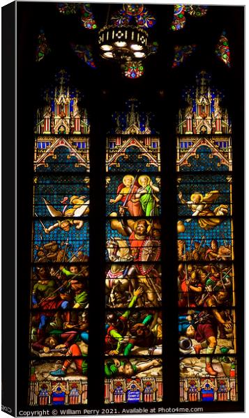 Conquering King on Horseback Stained Glass St. Pat Canvas Print by William Perry
