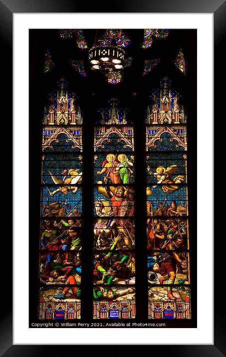 Conquering King on Horseback Stained Glass St. Pat Framed Mounted Print by William Perry