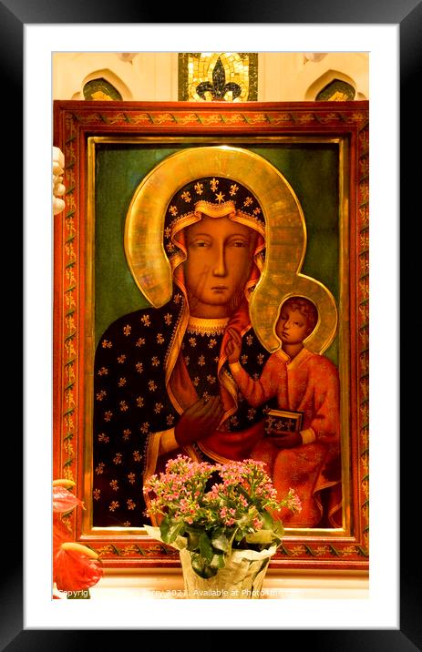 Mary Jesus Icon St. Patrick's Cathedral New York City Framed Mounted Print by William Perry