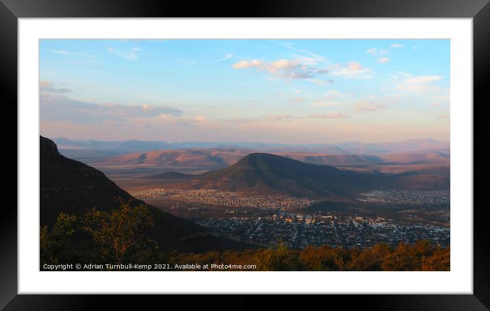 Graaff-Reinet from valley road at dusk Framed Mounted Print by Adrian Turnbull-Kemp