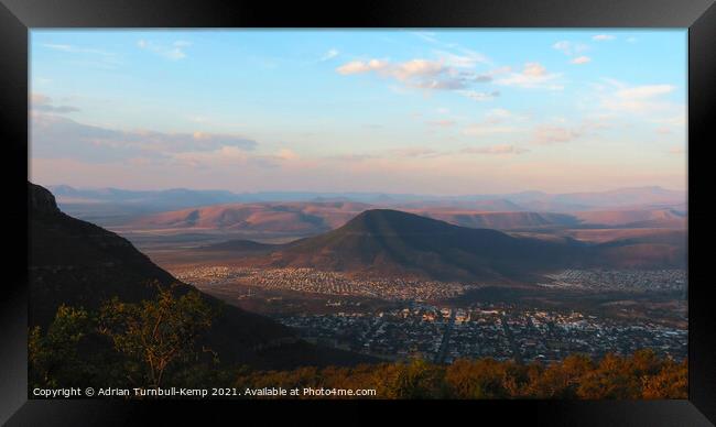 Graaff-Reinet from valley road at dusk Framed Print by Adrian Turnbull-Kemp