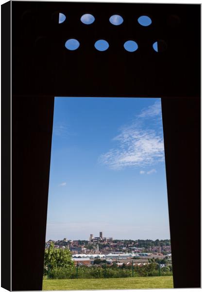 Lincoln cathedral framed by the Memorial Spire Canvas Print by Jason Wells