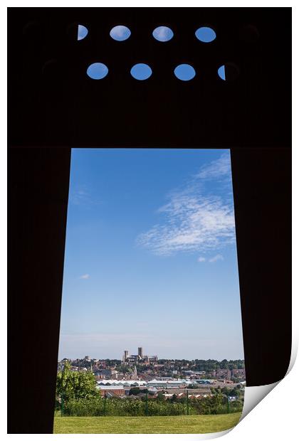 Lincoln cathedral framed by the Memorial Spire Print by Jason Wells