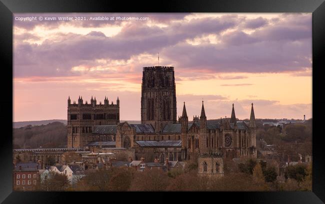 Durham Cathedral sunset Framed Print by Kevin Winter
