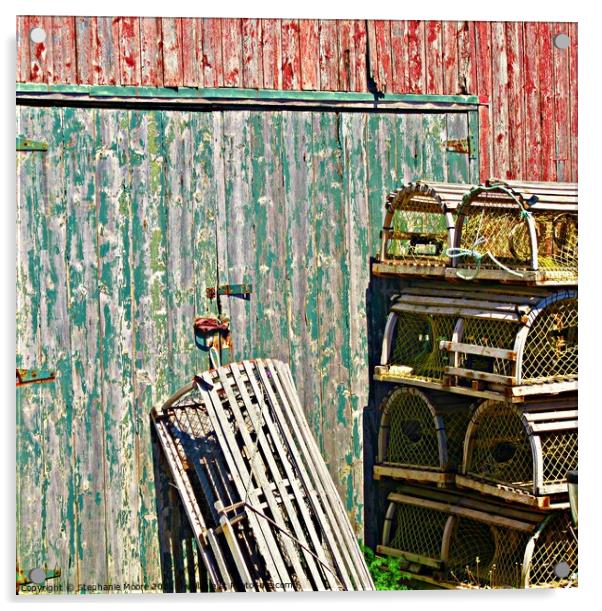 Lobster Traps Acrylic by Stephanie Moore