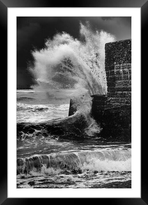 Crashing waves Framed Mounted Print by Cliff Kinch