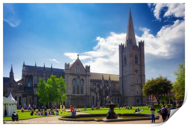 St Patrick’s Cathedral a reference for Dublin in Ireland Print by Jordi Carrio