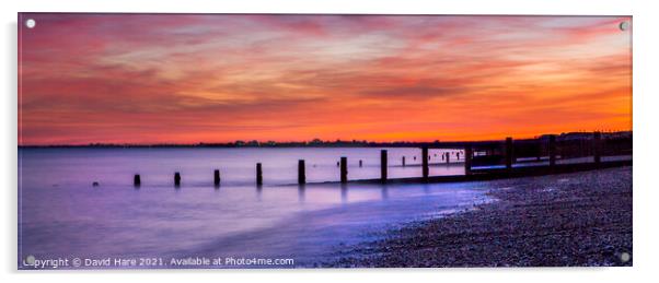 Hythe Sunset Acrylic by David Hare