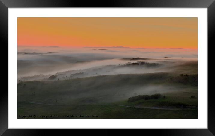 Misty layers mountains at sunset  Framed Mounted Print by mary spiteri