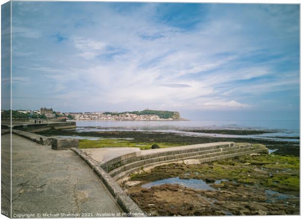 Scarborough South Bay at Low Tide Canvas Print by Michael Shannon