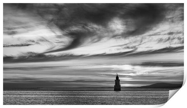 Cirrus Clouds Over Plover Scar Lighthouse  Print by Phil Durkin DPAGB BPE4