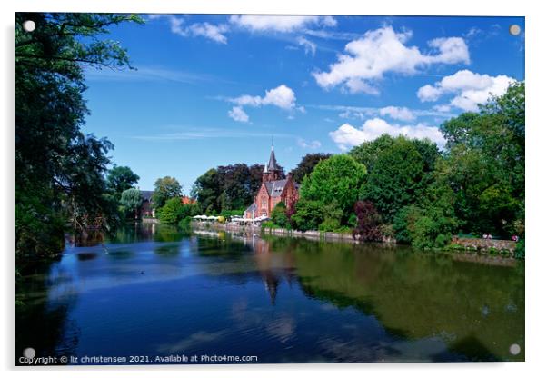 Minnewater, Bruges, Belgium Acrylic by liz christensen