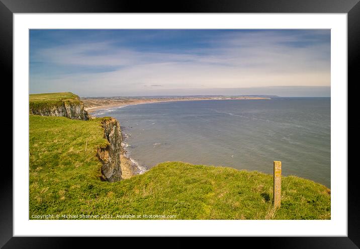 Clifftop View of Filey Bay from Buckton Cliffs Framed Mounted Print by Michael Shannon