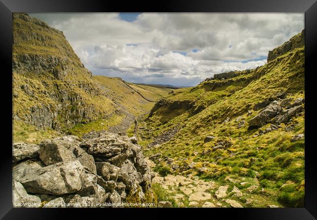 Watlowes Dry Valley close to Malham Cove Framed Print by Michael Shannon