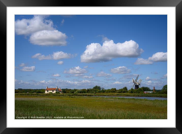 Majestic Windmill Amidst Norfolks Serene Landscape Framed Mounted Print by Rick Bowden
