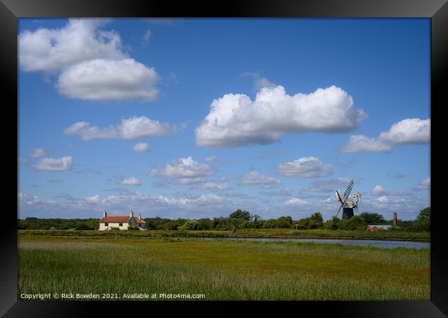 Majestic Windmill Amidst Norfolks Serene Landscape Framed Print by Rick Bowden