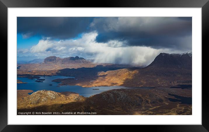 Assynt Shower Framed Mounted Print by Rick Bowden