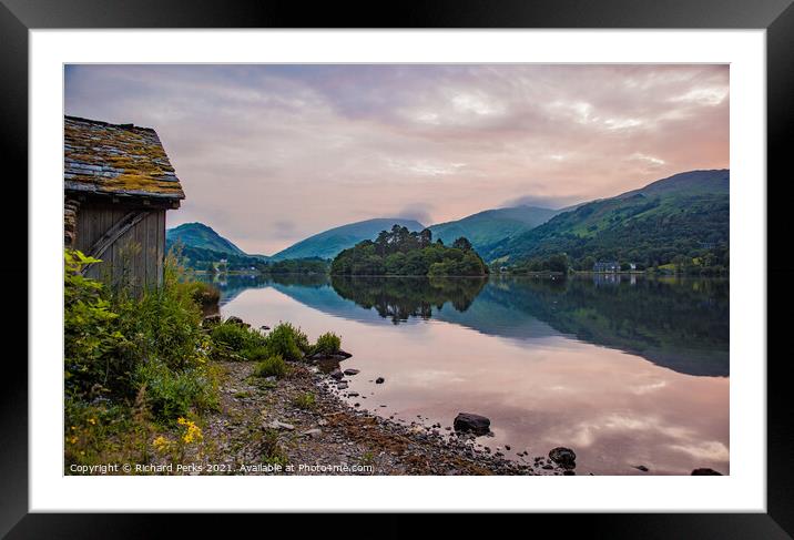 Boating hut at Grasmere, Lake District Framed Mounted Print by Richard Perks