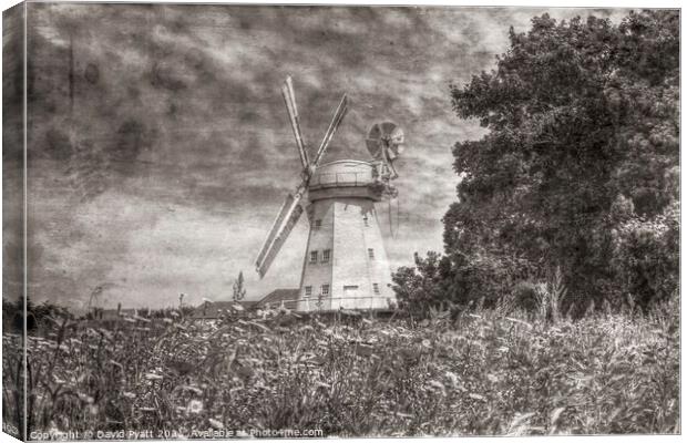 Windmill Meadow Vintage Canvas Print by David Pyatt