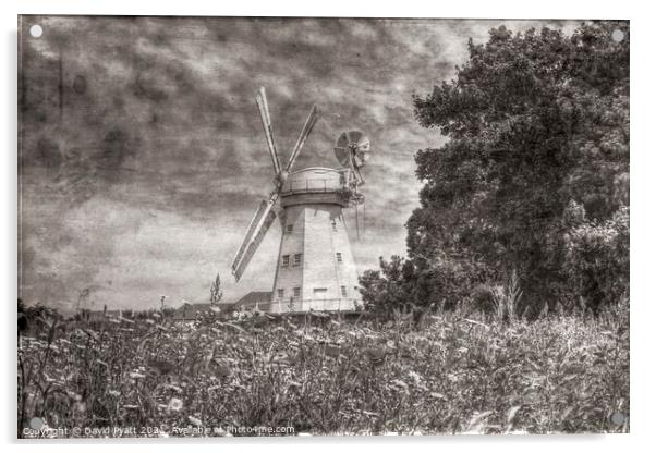 Windmill Meadow Vintage Acrylic by David Pyatt