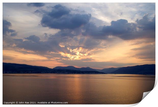 Holy loch at sundown Print by John Rae