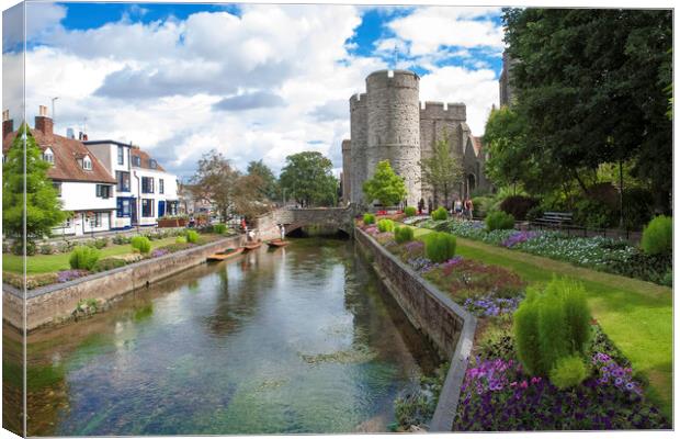 River Stour, Canterbury Canvas Print by Andrew Sharpe