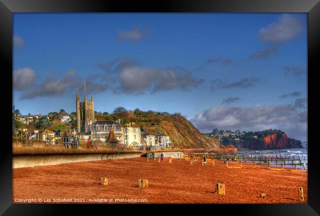 Majestic Teignmouth Beach Framed Print by Les Schofield