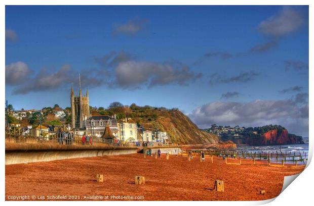 Majestic Teignmouth Beach Print by Les Schofield