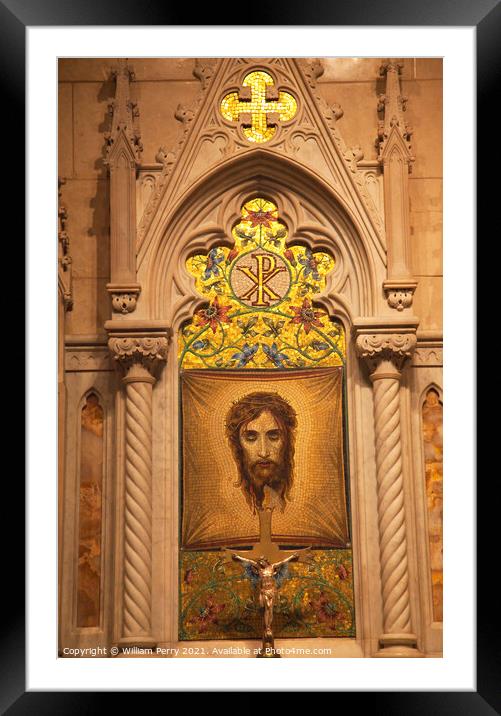 Christ Shrine Crucifix St. Patrick's Cathedral New York City Framed Mounted Print by William Perry