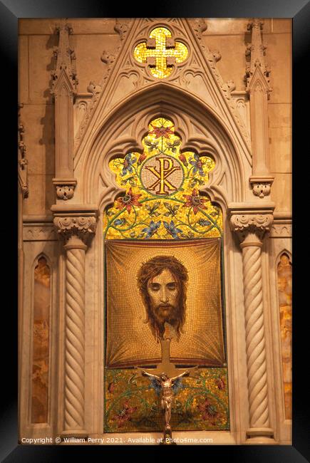 Christ Shrine Crucifix St. Patrick's Cathedral New York City Framed Print by William Perry