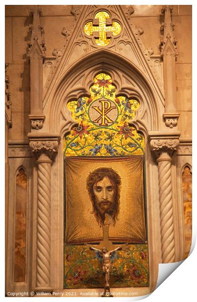 Christ Shrine Crucifix St. Patrick's Cathedral New York City Print by William Perry