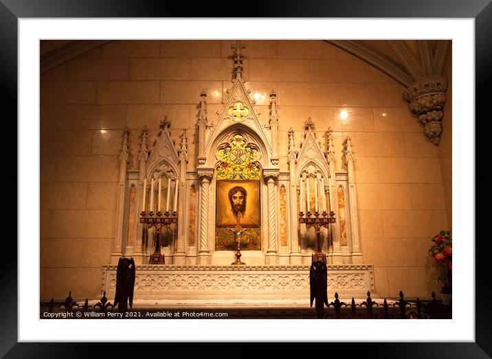 Jesus Shrine St. Patrick's Cathedral New York City Framed Mounted Print by William Perry