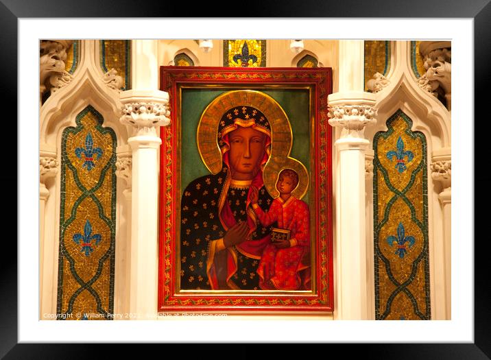 Mary Jesus Icon Saint Patrick's Cathedral  New York City Framed Mounted Print by William Perry