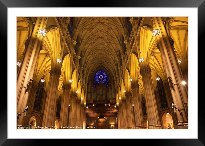 St. Patrick's Cathedral Insides New York City Framed Mounted Print by William Perry