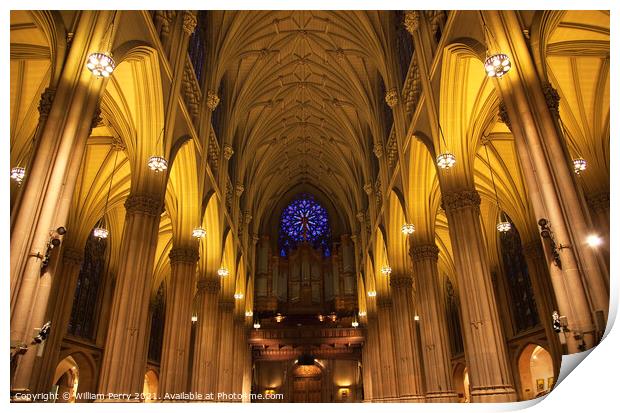 St. Patrick's Cathedral Insides New York City Print by William Perry