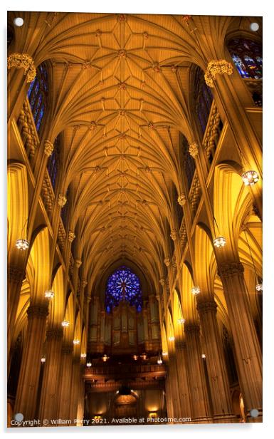 St. Patrick's Cathedral Inside Organ Stained Glass Arches  New Y Acrylic by William Perry