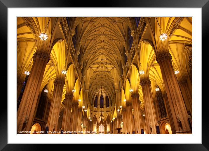 St. Patrick's Cathedral Insides New York City Framed Mounted Print by William Perry