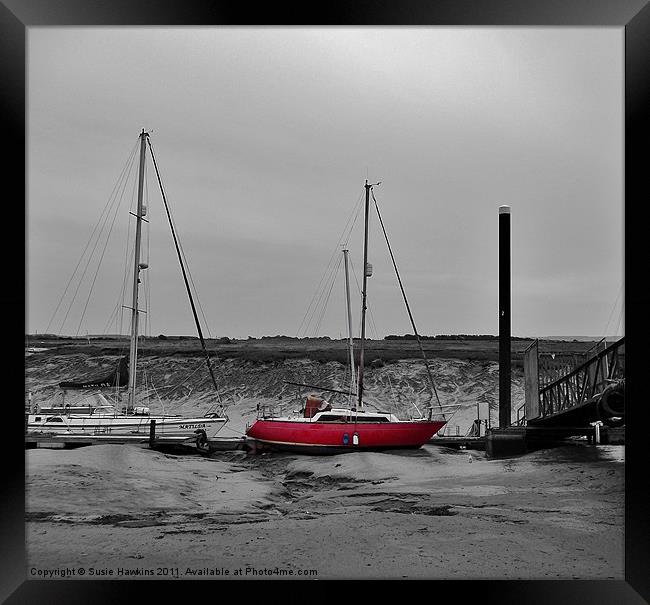 Beached! - The Little Red Boat Framed Print by Susie Hawkins