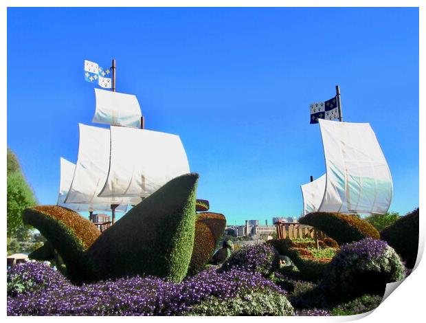 The Ships of Christopher Columbus Print by Stephanie Moore