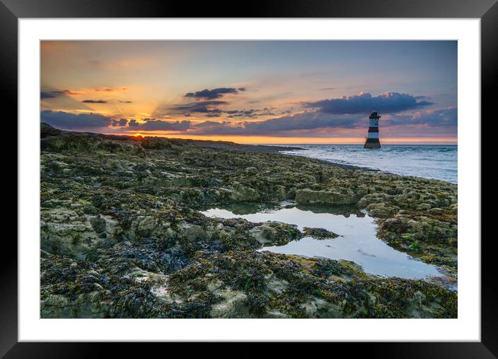 Sunset by the Lighthouse of Penmon Lighthouse (Trw Framed Mounted Print by Slawek Zabron