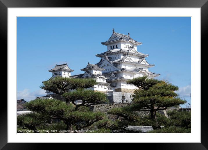 Landscape view of the main tower of Himeji Castle on the hillsid Framed Mounted Print by Yann Tang